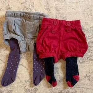 Set of two baby gap attached tights shorts combo